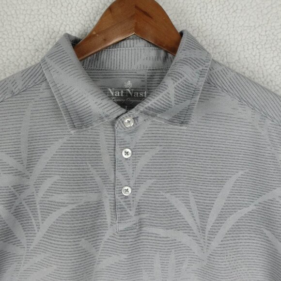 Nat Nast Polo Mens Large Gray Tropical Golf Performance Stretch Short Sleeve  Pl - Picture 2 of 7
